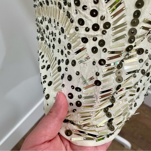 Vintage Bebe Y2K Beaded Sequin Silk Tank Top Size Small - Picture 8 of 8